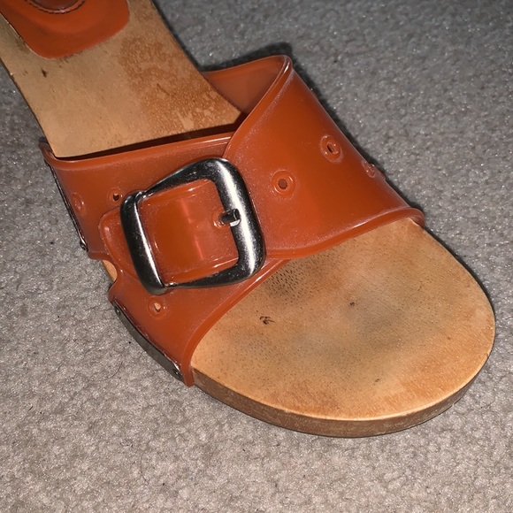 MIA Shoes - Orange wooden sole kitten heels